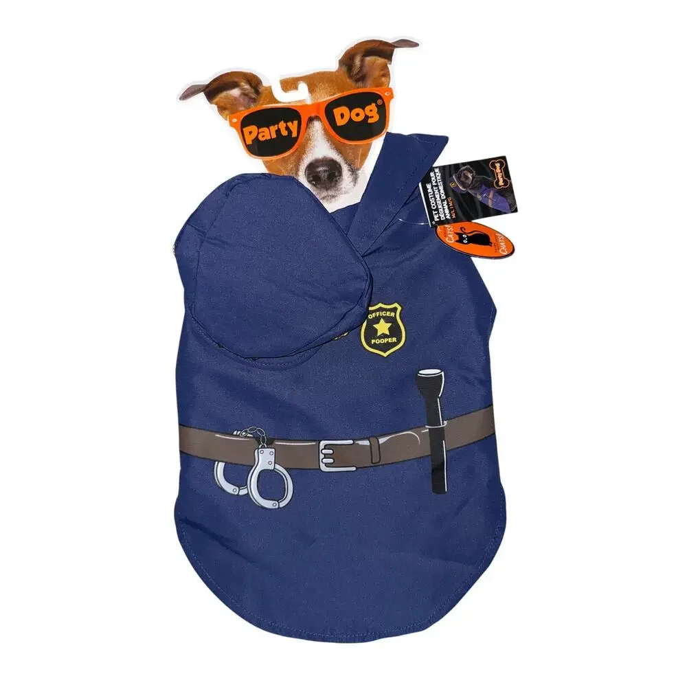 Police Officer cop Party Pooper Dog halloween Costume and Hat New Size M/L